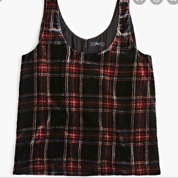 New J Crew Velvet Tank Top Stewart Tartan Plaid - Picture 2 of 8